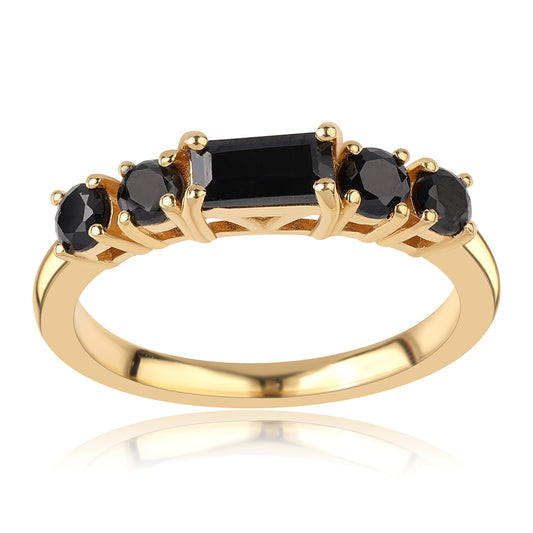 Goldplattierter Silberring mit schwarzem Spinell