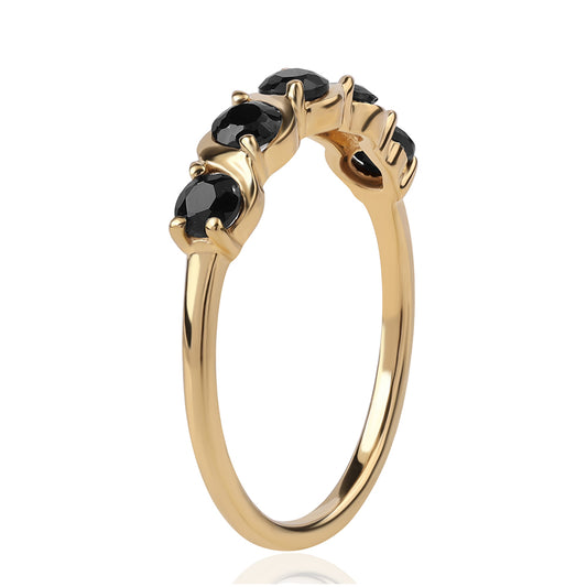 Goldplattierter Silberring mit schwarzem Spinell