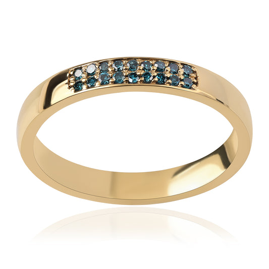 Goldplattierter Silberring mit blauem Diamant