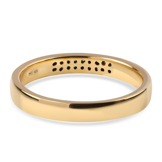 Goldplattierter Silberring mit blauem Diamant