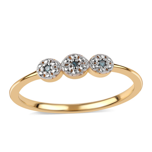 Goldplattierter Silberring mit blauem Diamant