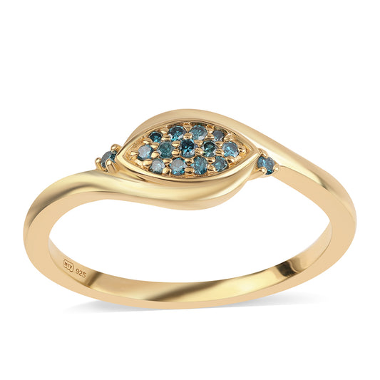 Goldplattierter Silberring mit blauem Diamant