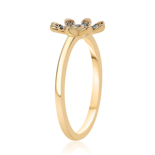 Goldplattierter Silberring mit blauem Diamant