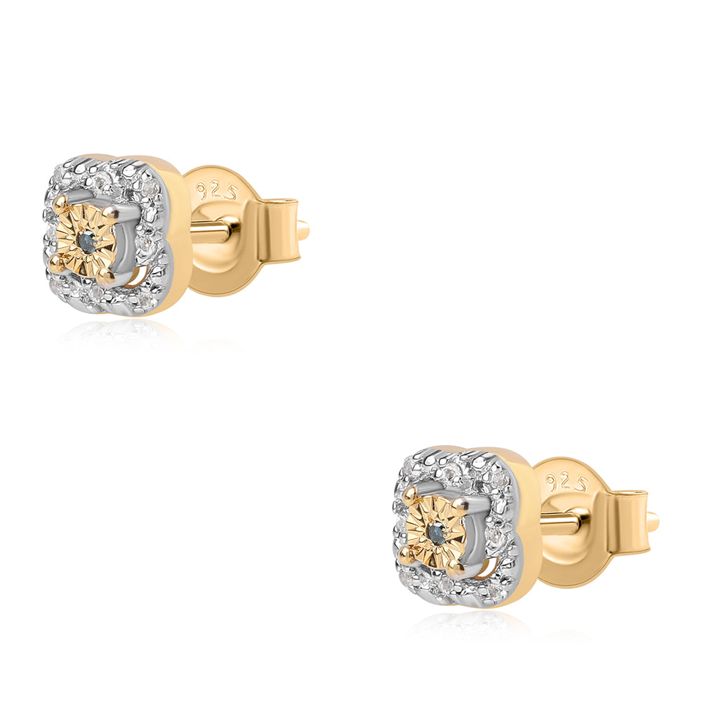 schmuckgarnitur aus Goldplattierte Silber mit blauem Diamant und weißem Topas 3 