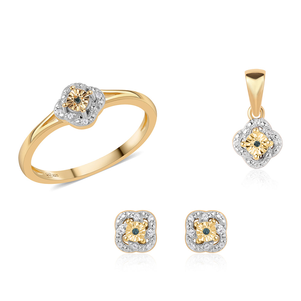 schmuckgarnitur aus Goldplattierte Silber mit blauem Diamant und weißem Topas 2 