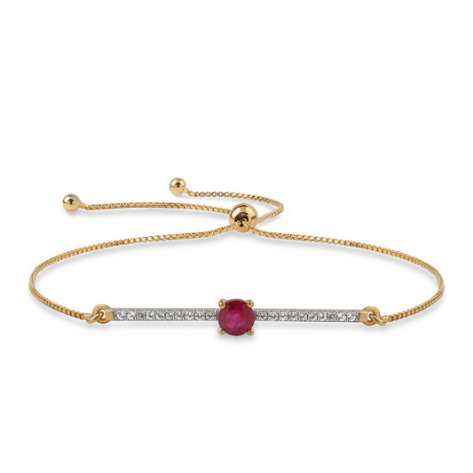 Goldplattiertes Silberarmband mit Rubin aus Mosambik und weißem Topas