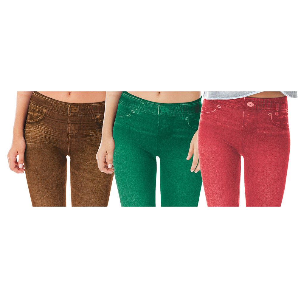 Figurformende Sommer-Jegging Set in 3 verschiedenen Farben: rot, grün, braun 3 
