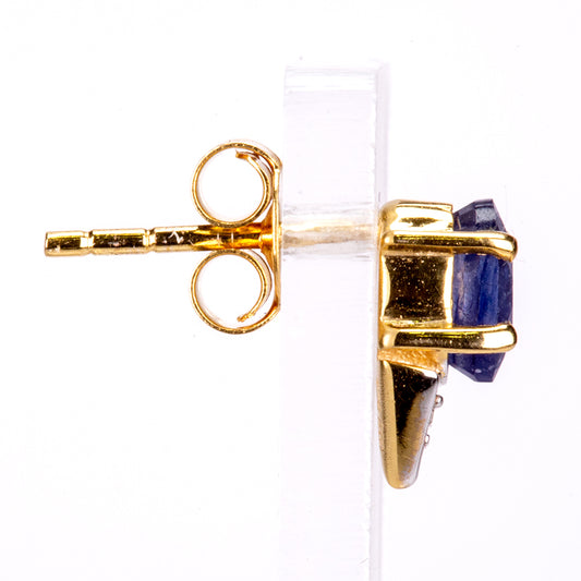 Goldplattierte Silberohrringe mit australischem blauem Saphir und weißem Zirkon