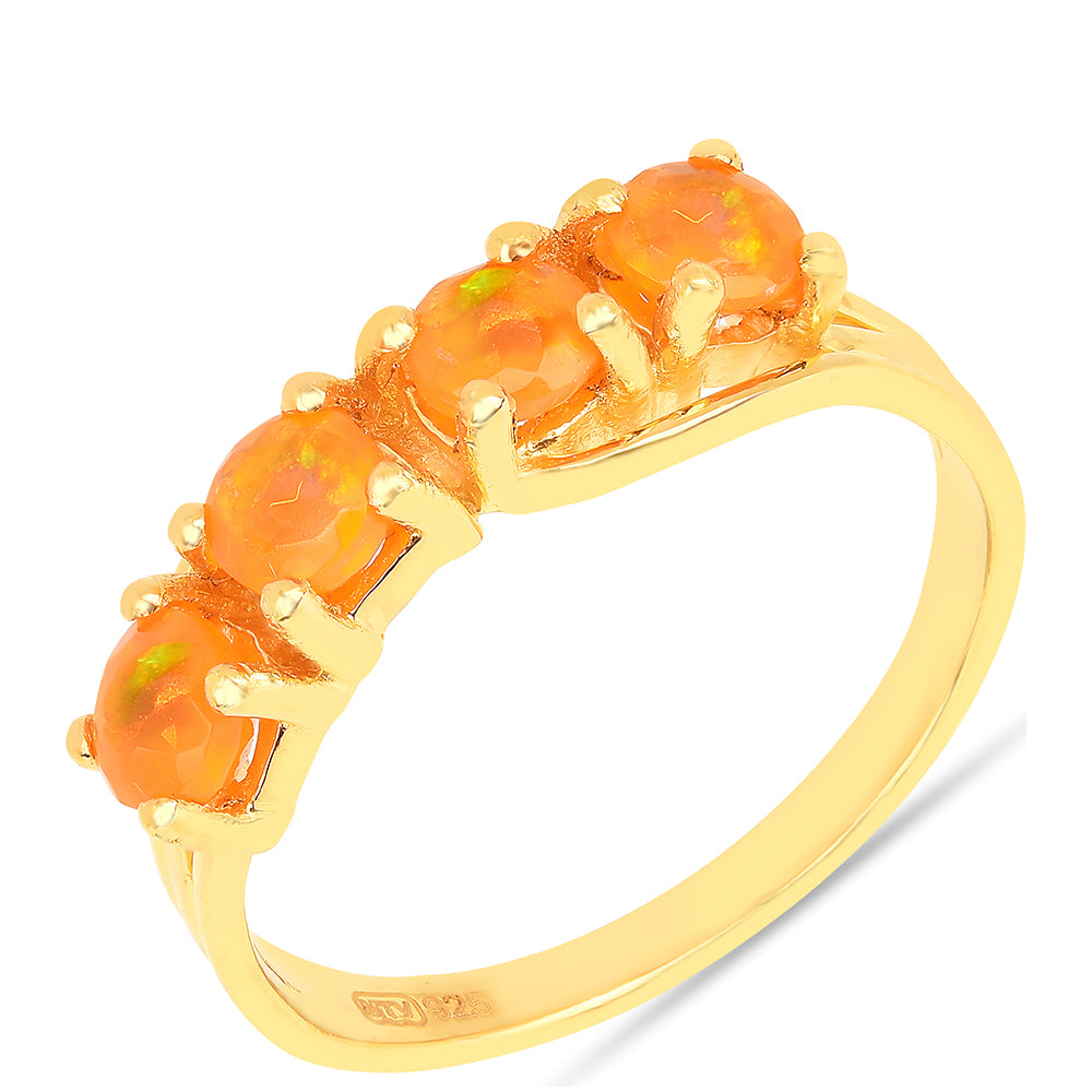 Goldplattierter Silberring mit Feueropal 2 