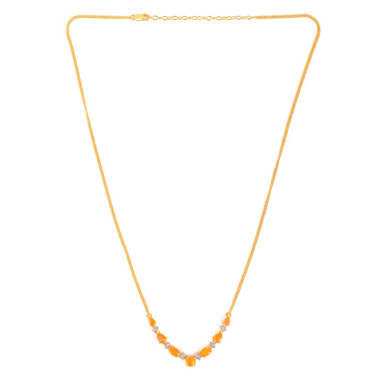 Goldplattierte Silberhalskette mit Feueropal und weißem Zirkon