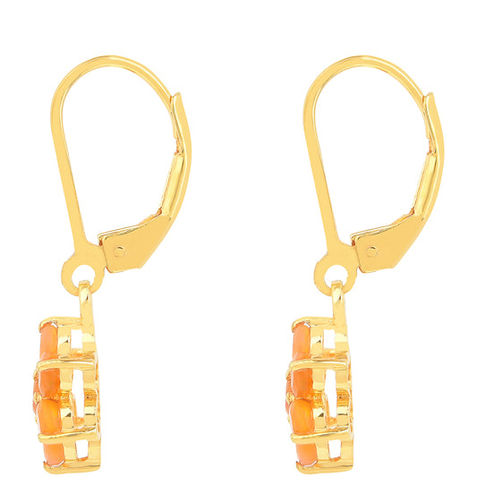 Goldplattierte Silberohrringe mit Feueropal