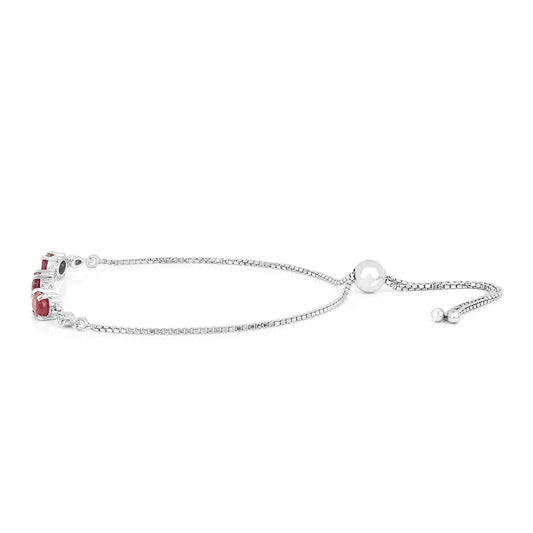 Silberarmband mit Thai Rubin und weißem Zirkon