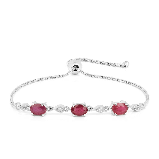 Silberarmband mit Thai Rubin und weißem Zirkon