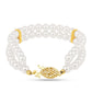 Goldplattiertes Silberarmband mit Cremefarbener Süßwasserperle und weißem Zirkon