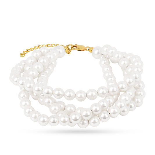 Goldplattiertes Silberarmband mit Cremefarbener Süßwasserperle