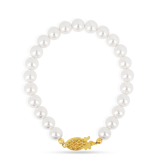 Goldplattiertes Silberarmband mit Cremefarbener Süßwasserperle