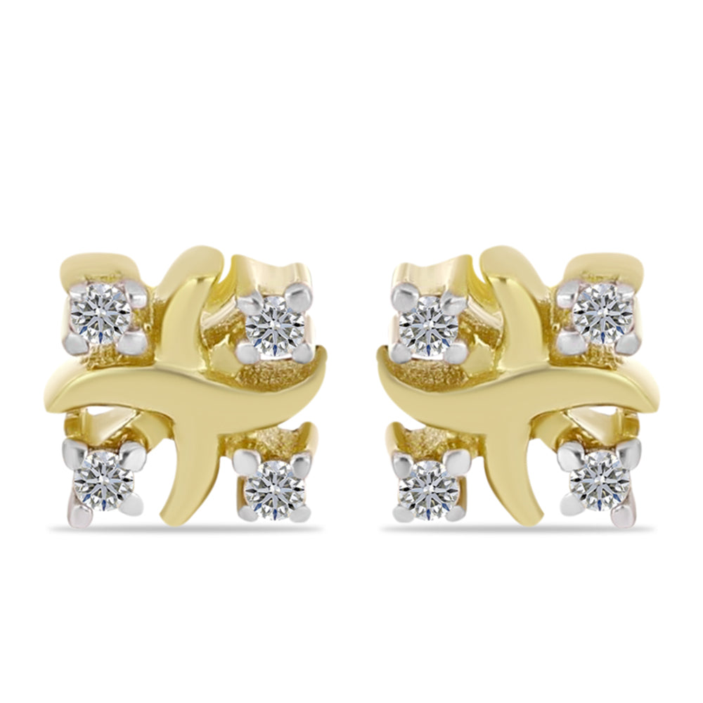 Goldplattierte Silberohrringe mit weißem Diamant