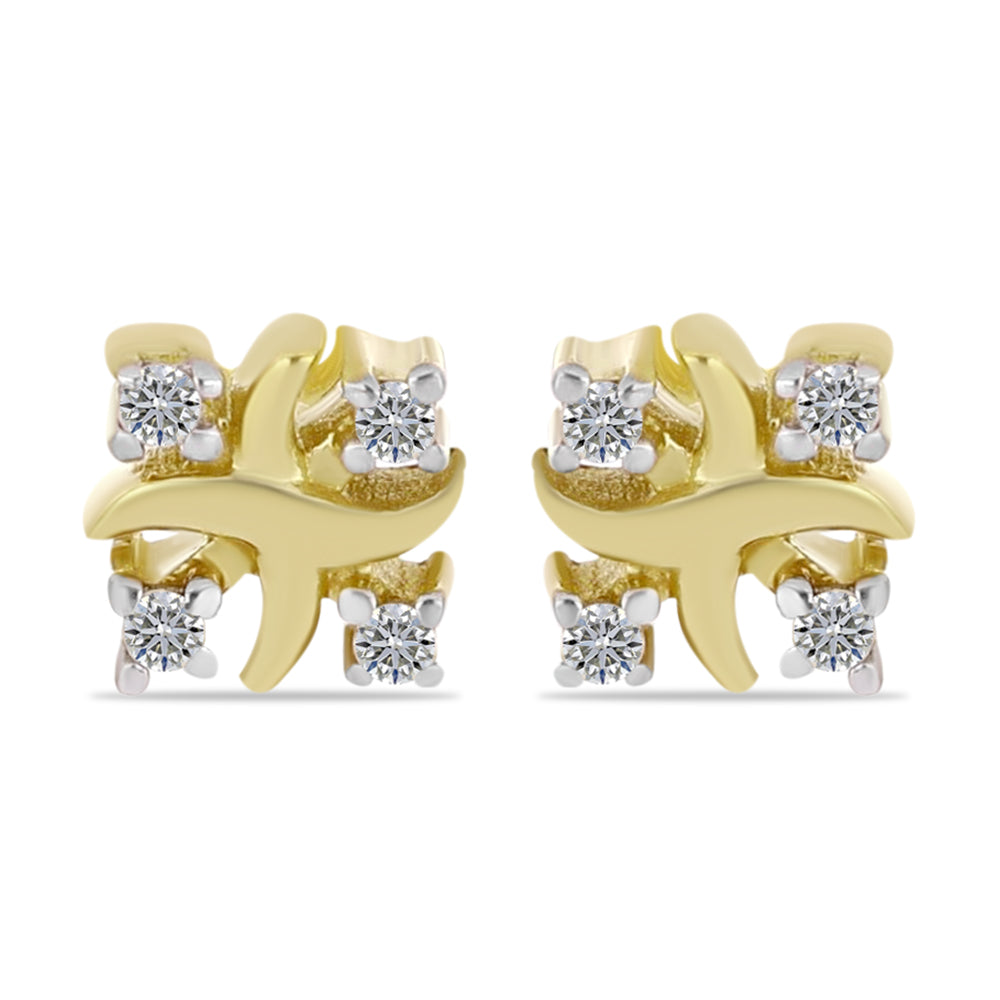 Goldplattierte Silberohrringe mit weißem Diamant