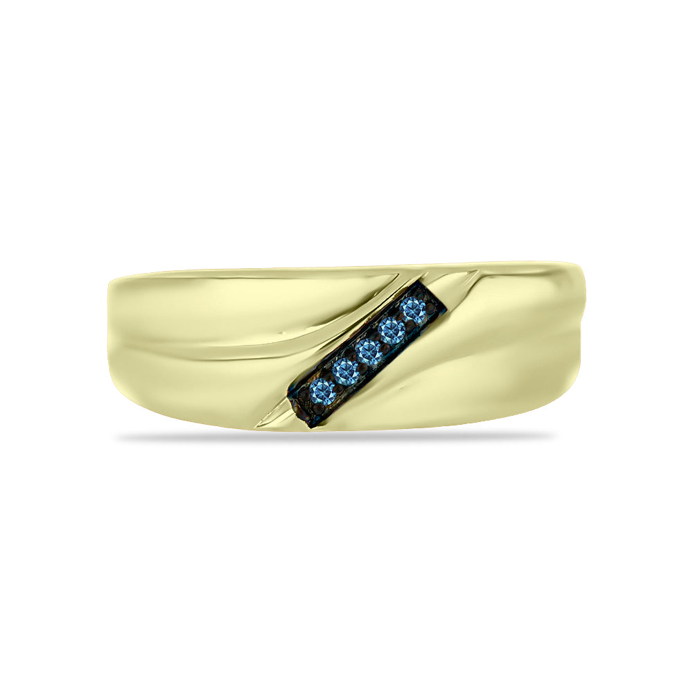 Goldplattierter Silberring mit blauem Diamant