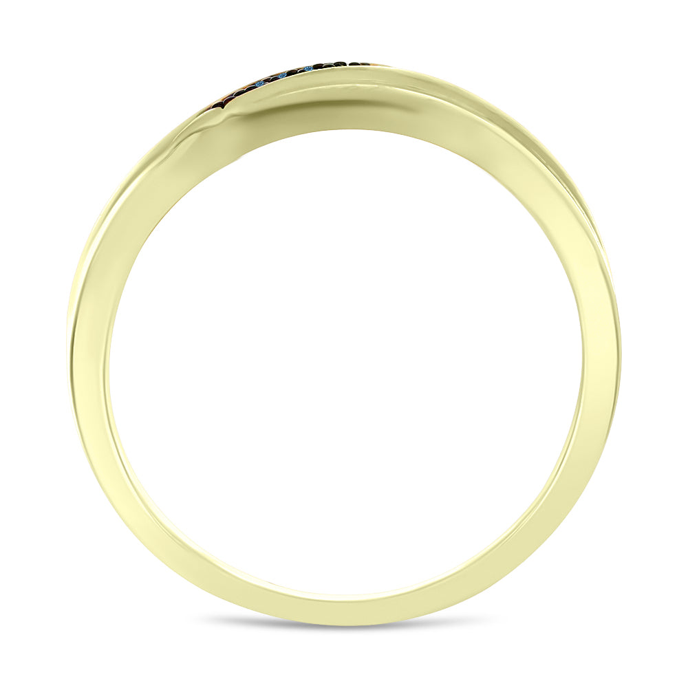 Goldplattierter Silberring mit blauem Diamant 2 