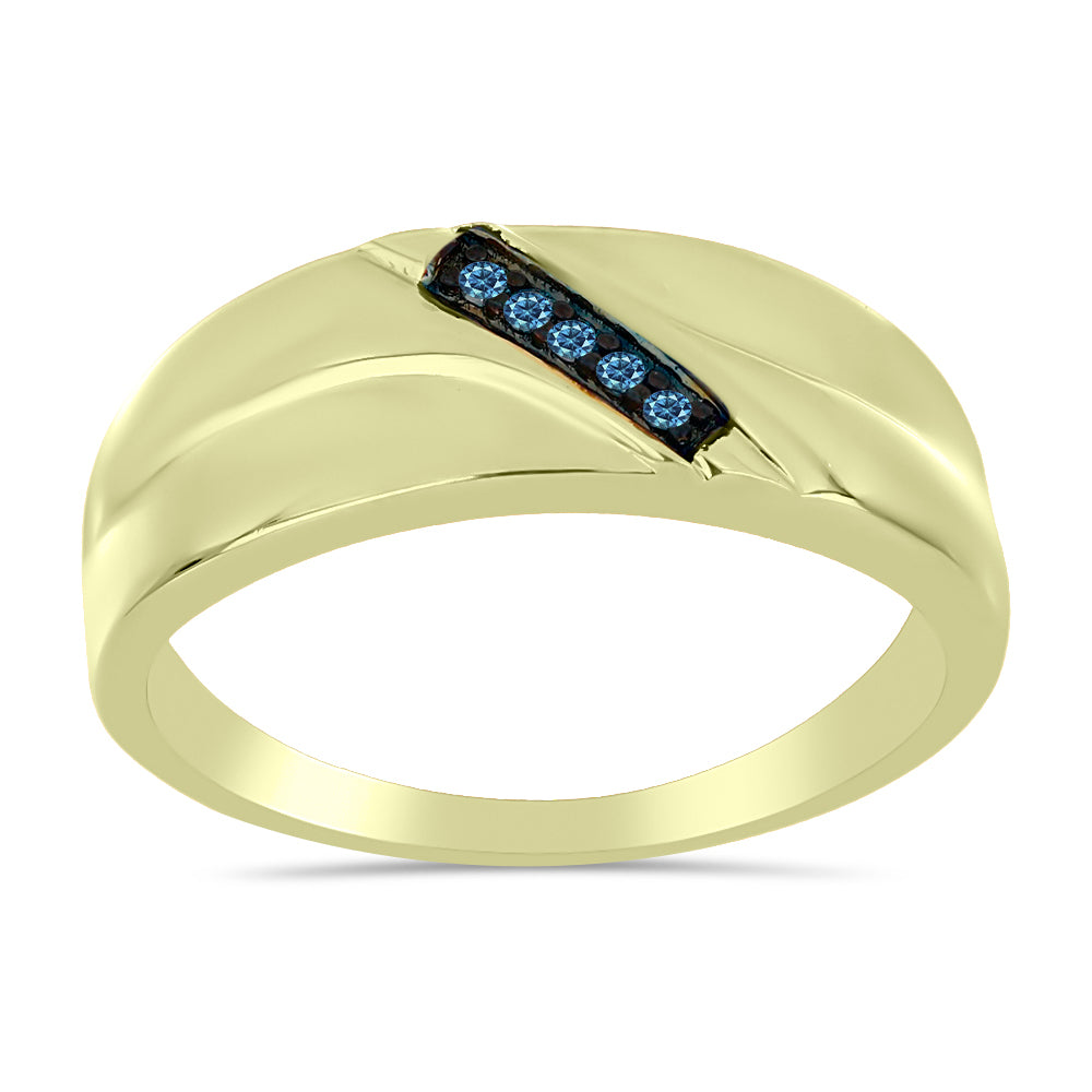 Goldplattierter Silberring mit blauem Diamant 3 