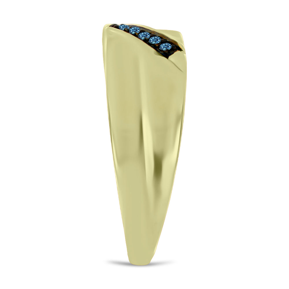 Goldplattierter Silberring mit blauem Diamant