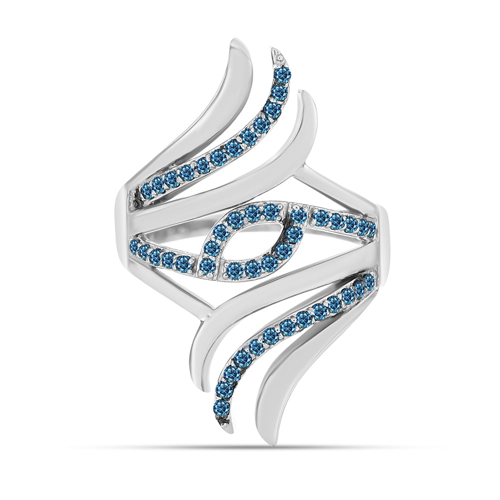 Silberring mit blauem Diamant