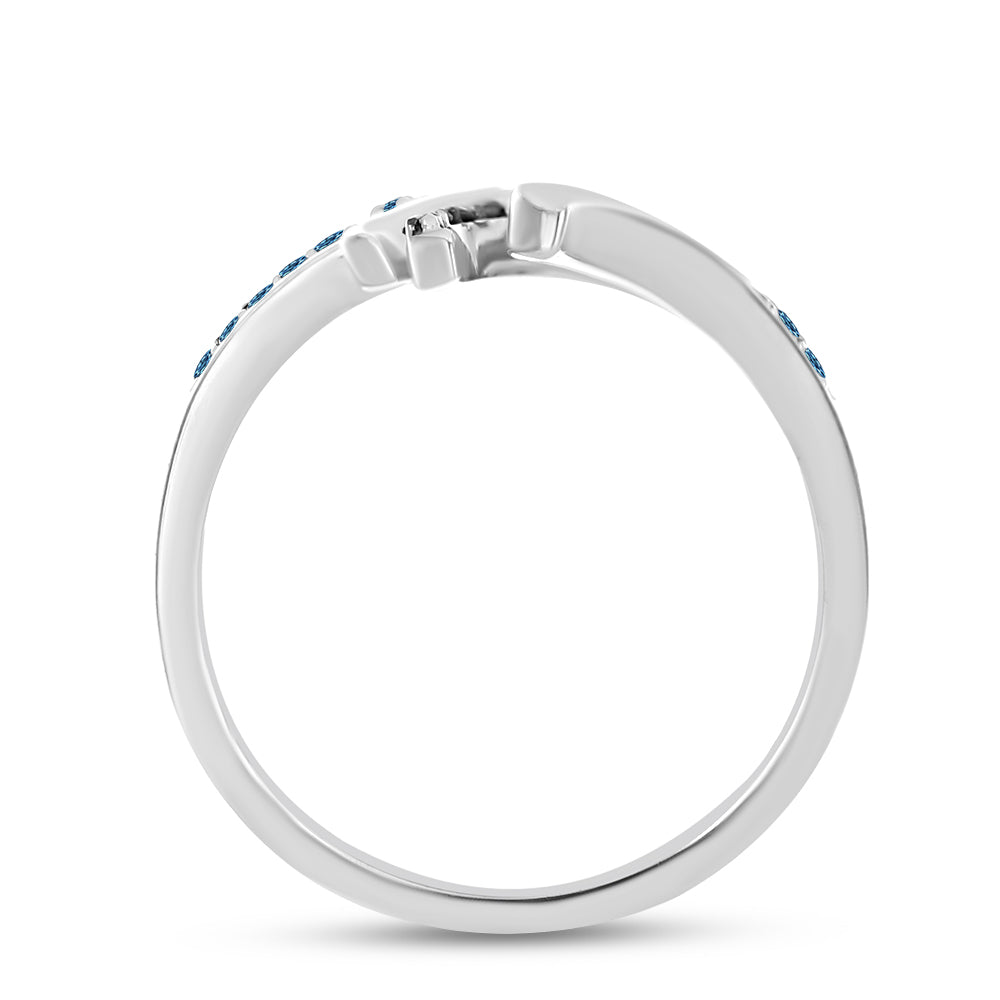 Silberring mit blauem Diamant 2 