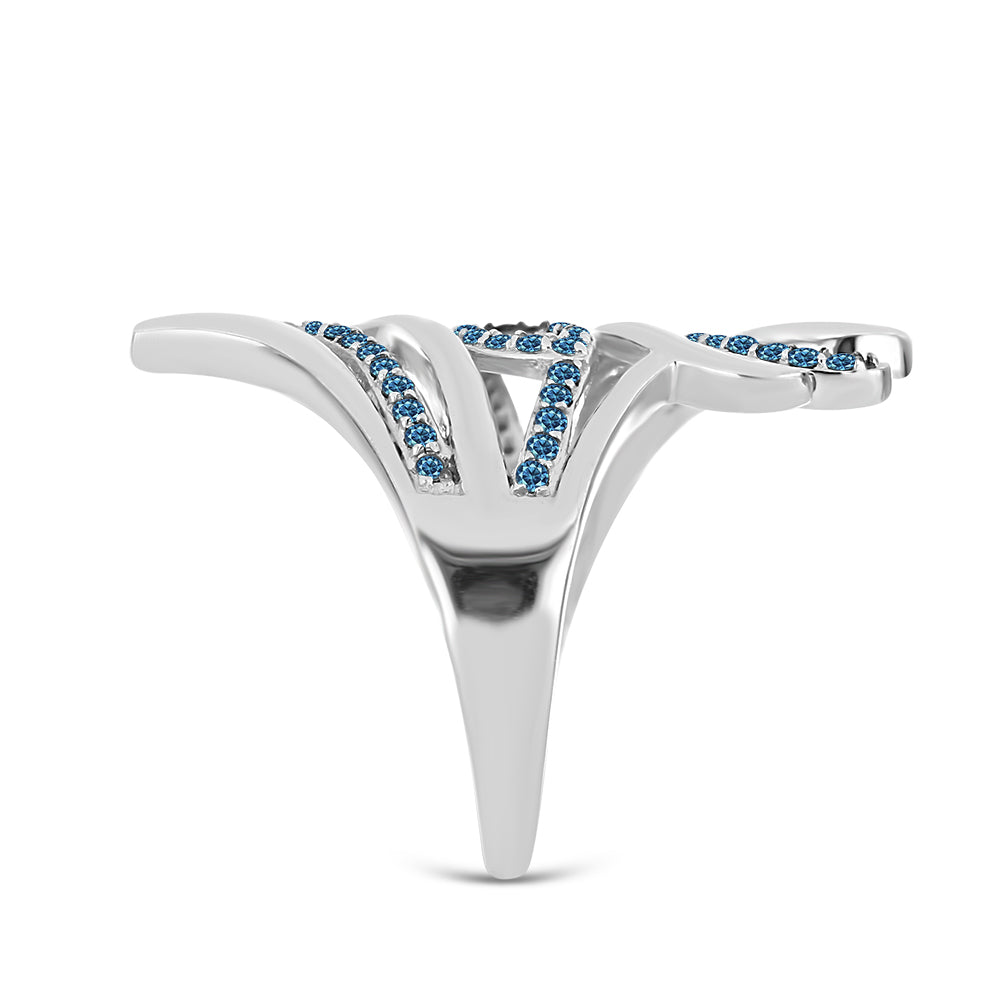Silberring mit blauem Diamant