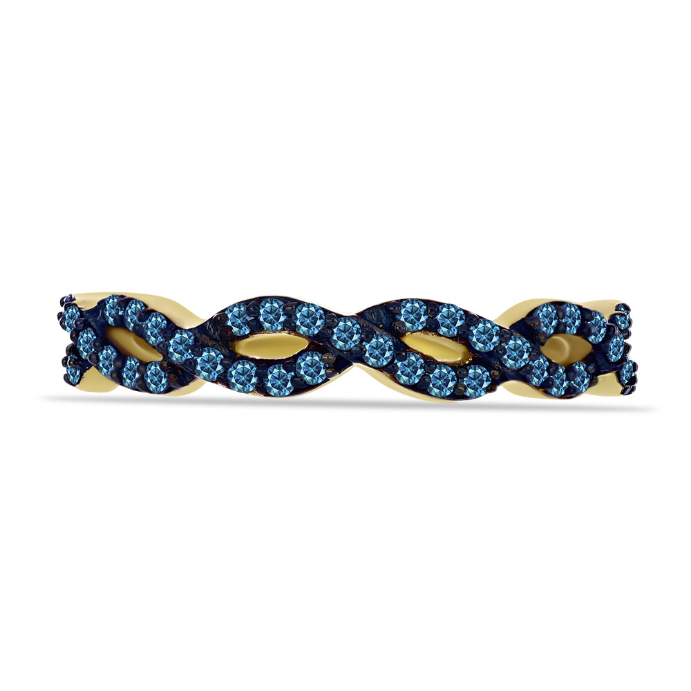 Goldplattierter Silberring mit blauem Diamant 1 
