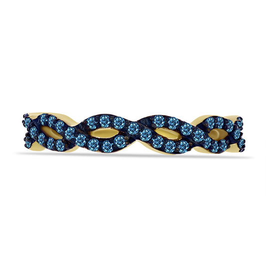 Goldplattierter Silberring mit blauem Diamant