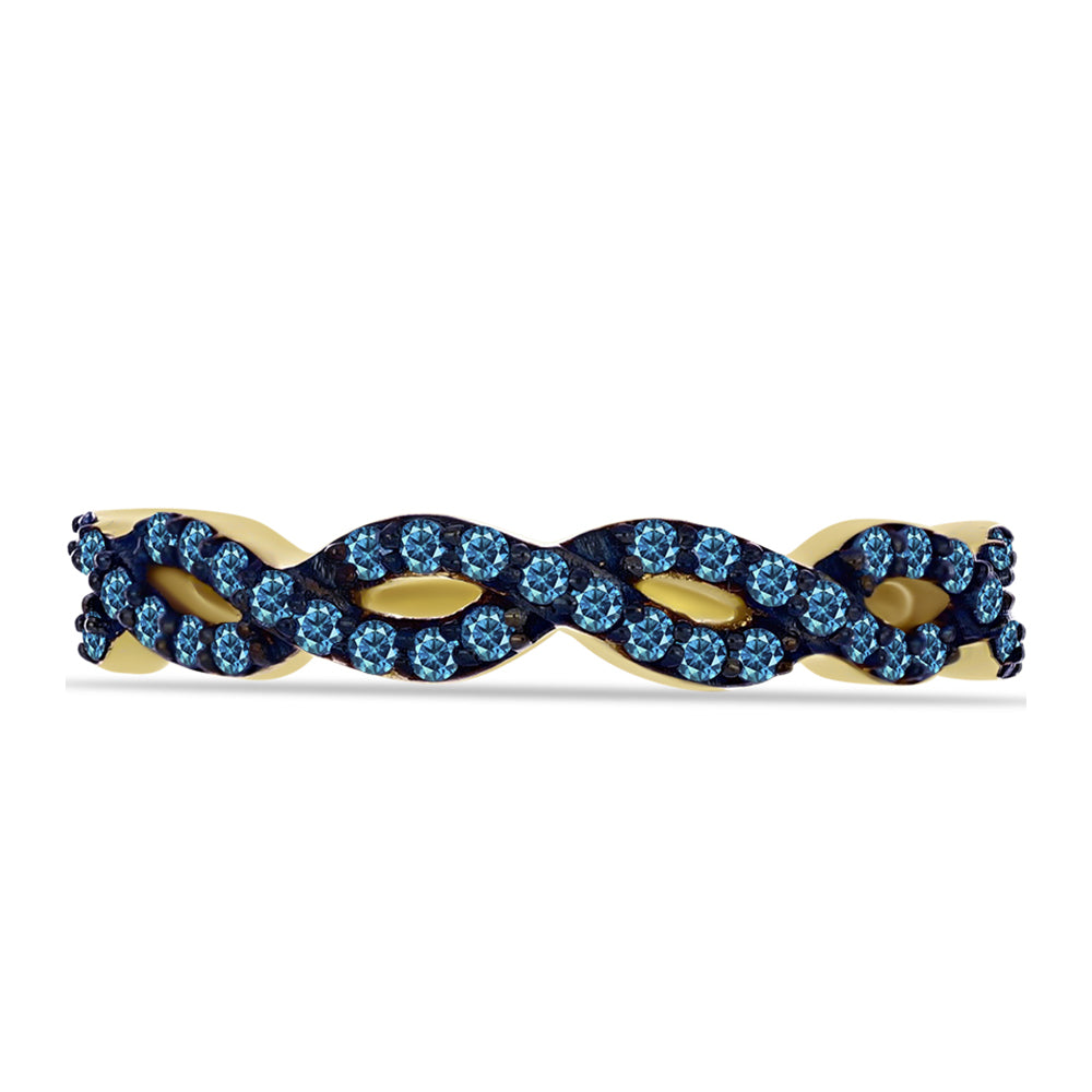 Goldplattierter Silberring mit blauem Diamant 5 