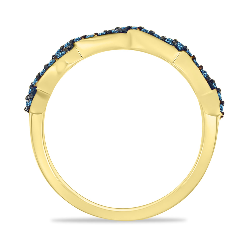 Goldplattierter Silberring mit blauem Diamant 2 