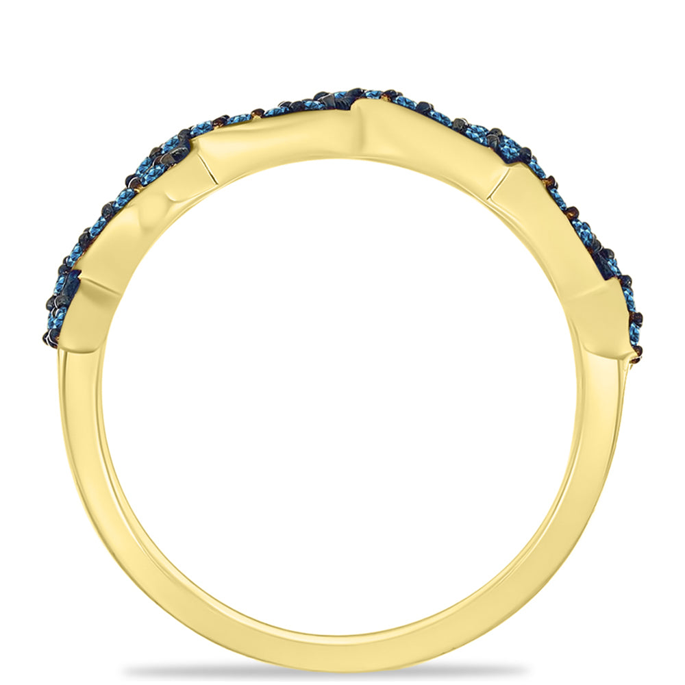 Goldplattierter Silberring mit blauem Diamant 6 