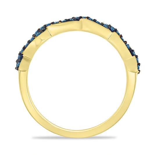 Goldplattierter Silberring mit blauem Diamant