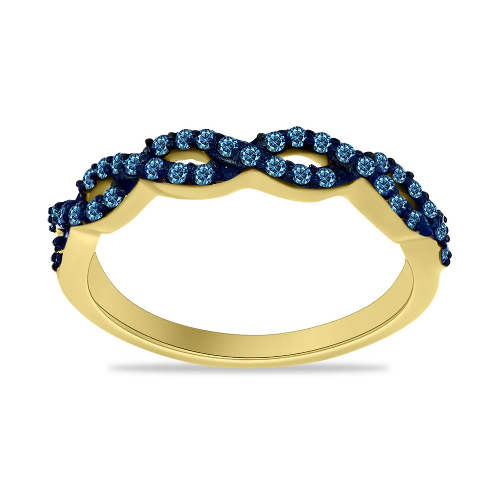 Goldplattierter Silberring mit blauem Diamant 3 