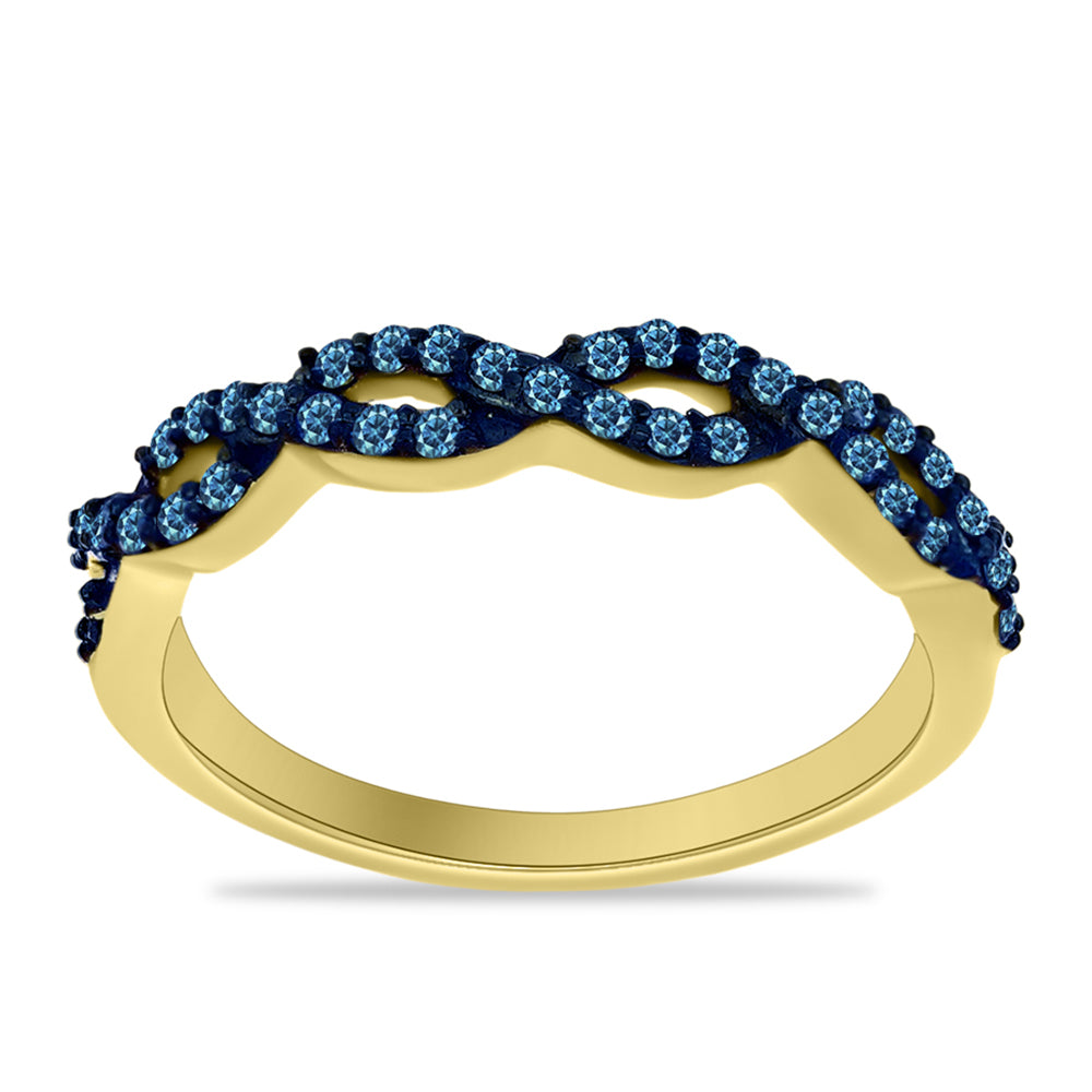 Goldplattierter Silberring mit blauem Diamant
