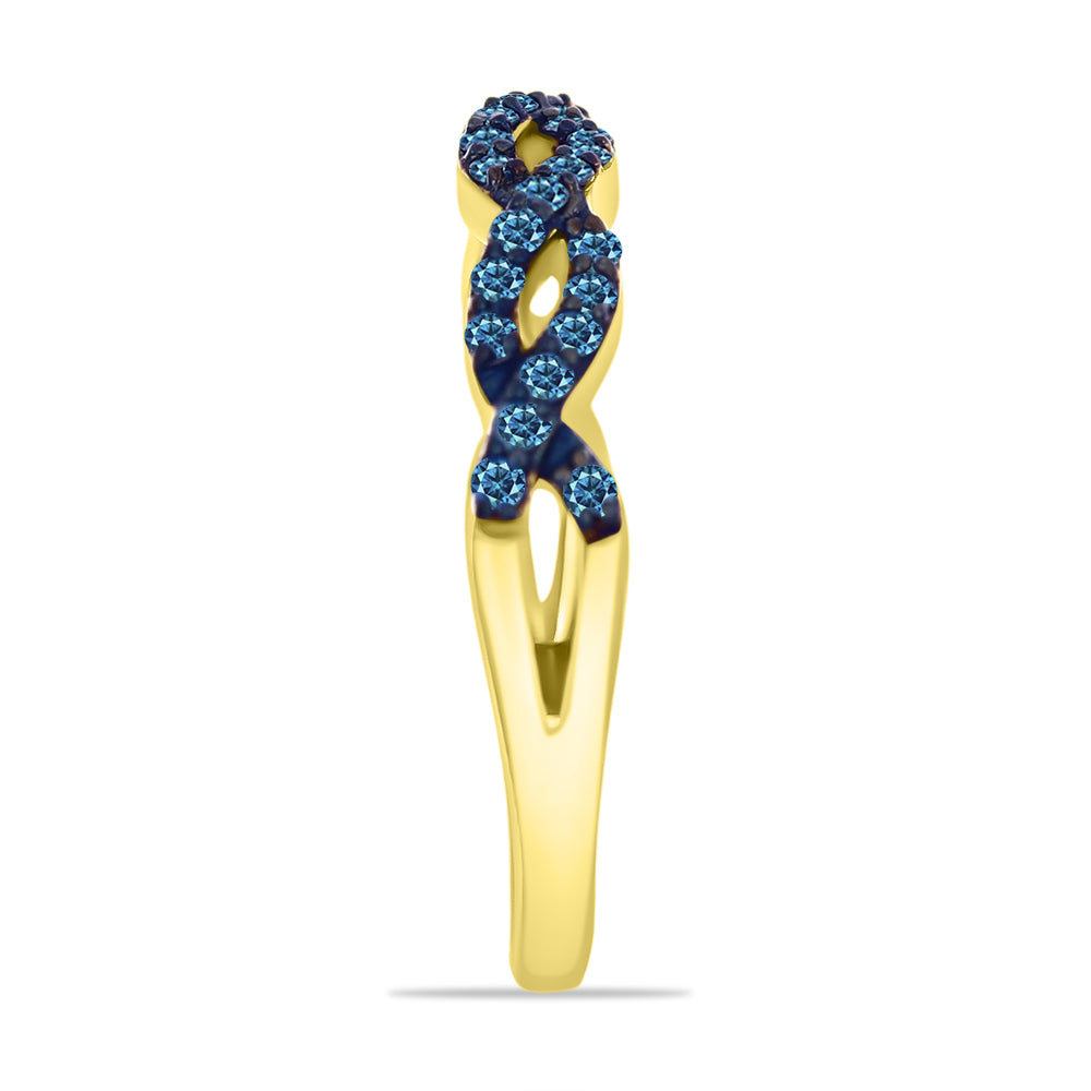 Goldplattierter Silberring mit blauem Diamant 4 