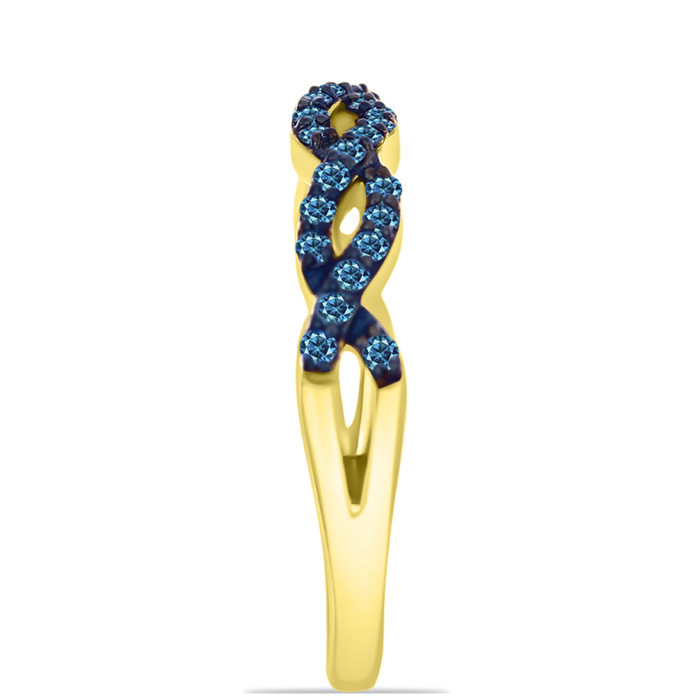 Goldplattierter Silberring mit blauem Diamant 8 