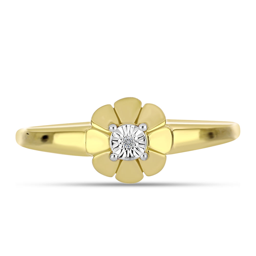 Goldplattierter Silberring mit weißem Diamant
