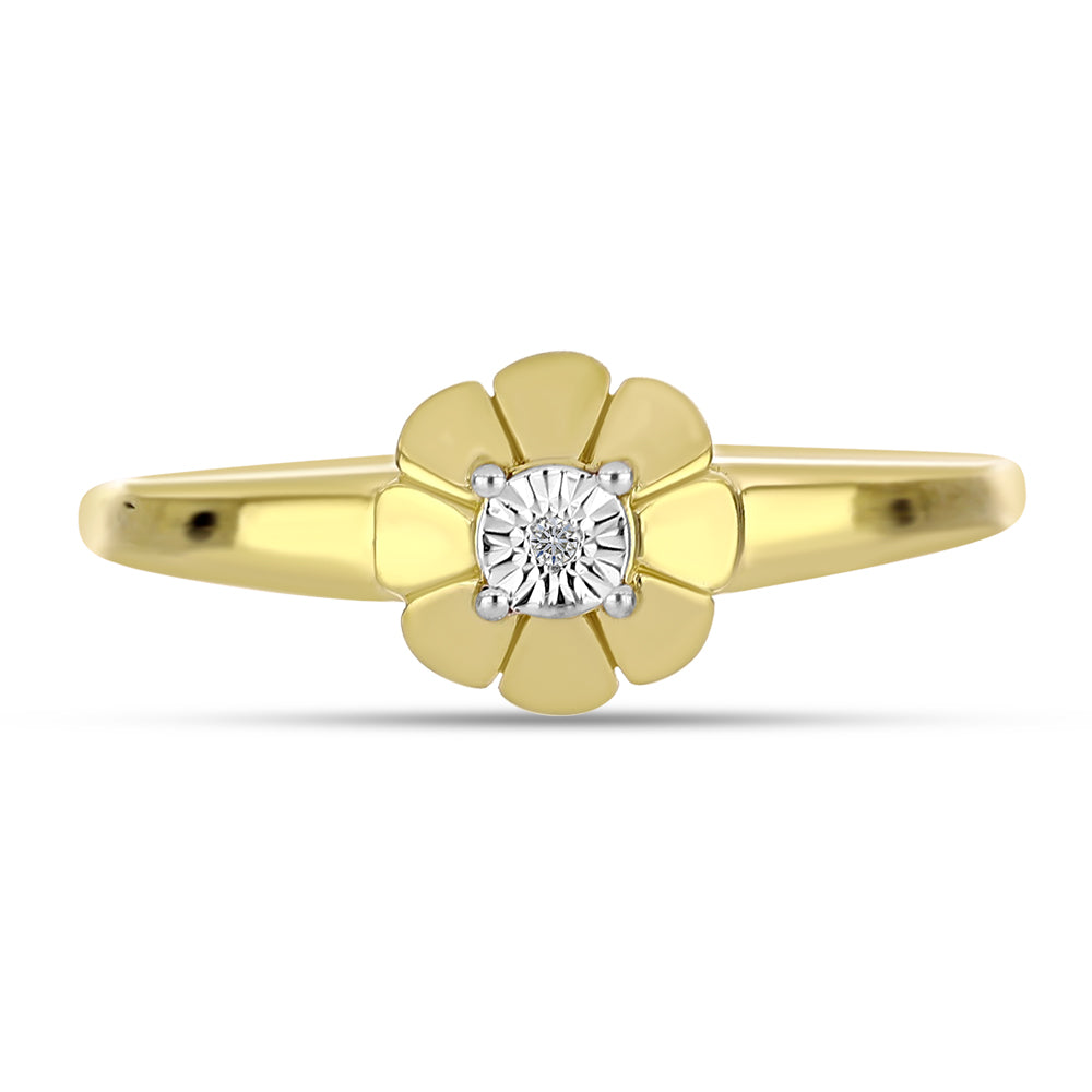 Goldplattierter Silberring mit weißem Diamant 1 