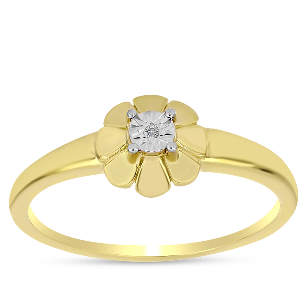 Goldplattierter Silberring mit weißem Diamant 7 
