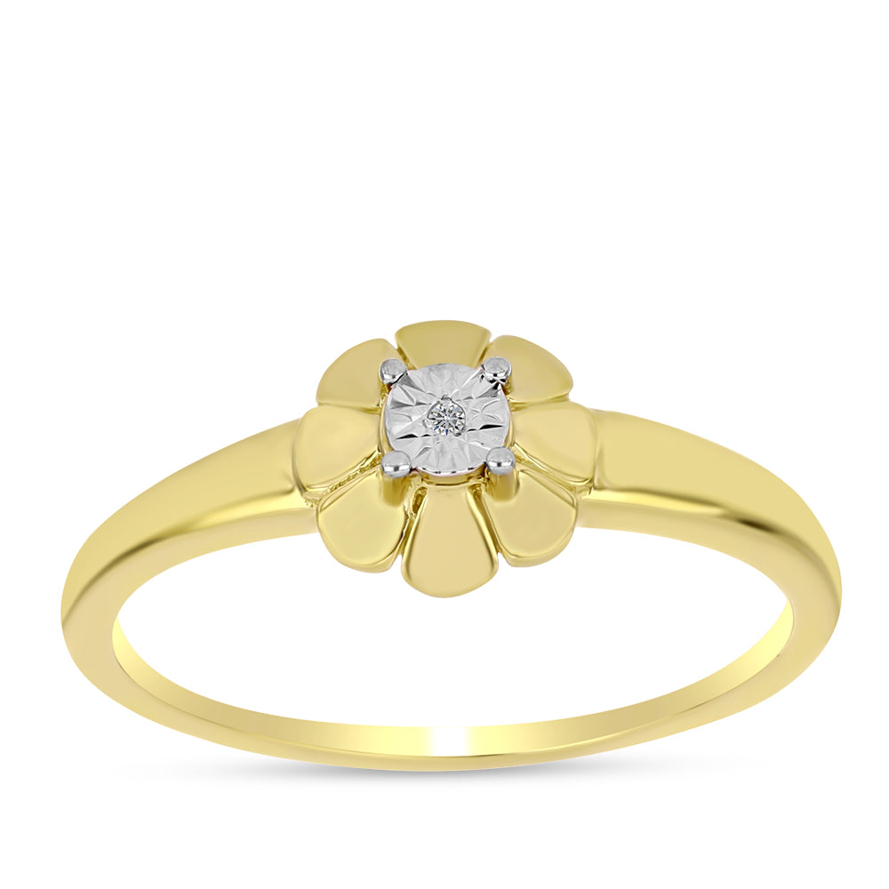 Goldplattierter Silberring mit weißem Diamant 3 