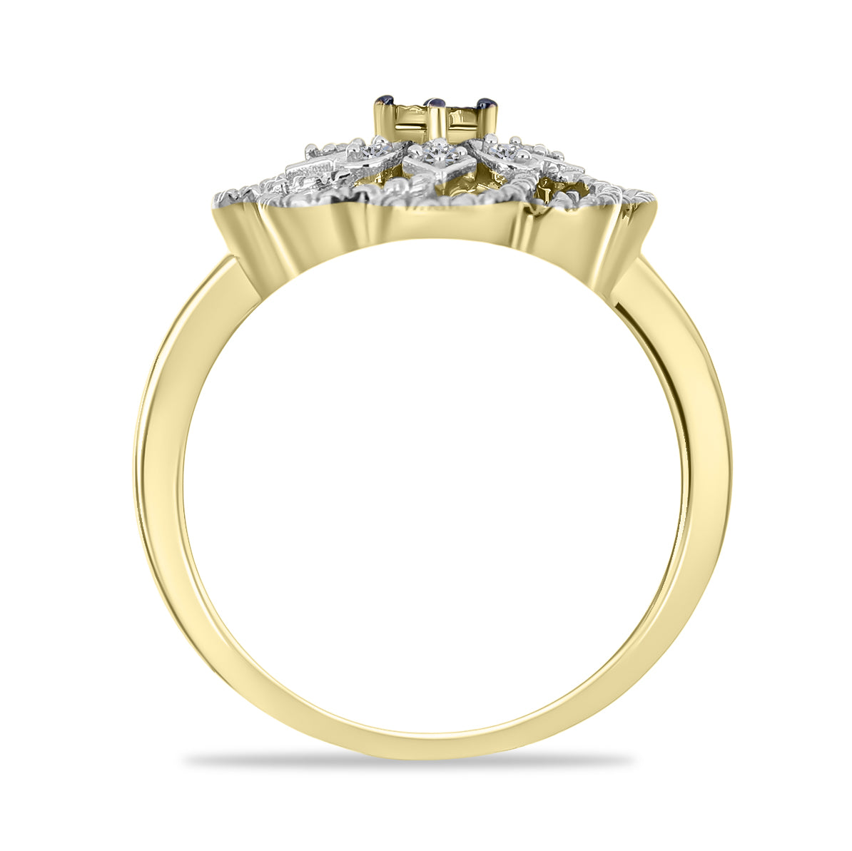 Goldplattierter Silberring mit grünem Diamant und weißem Diamant 2 