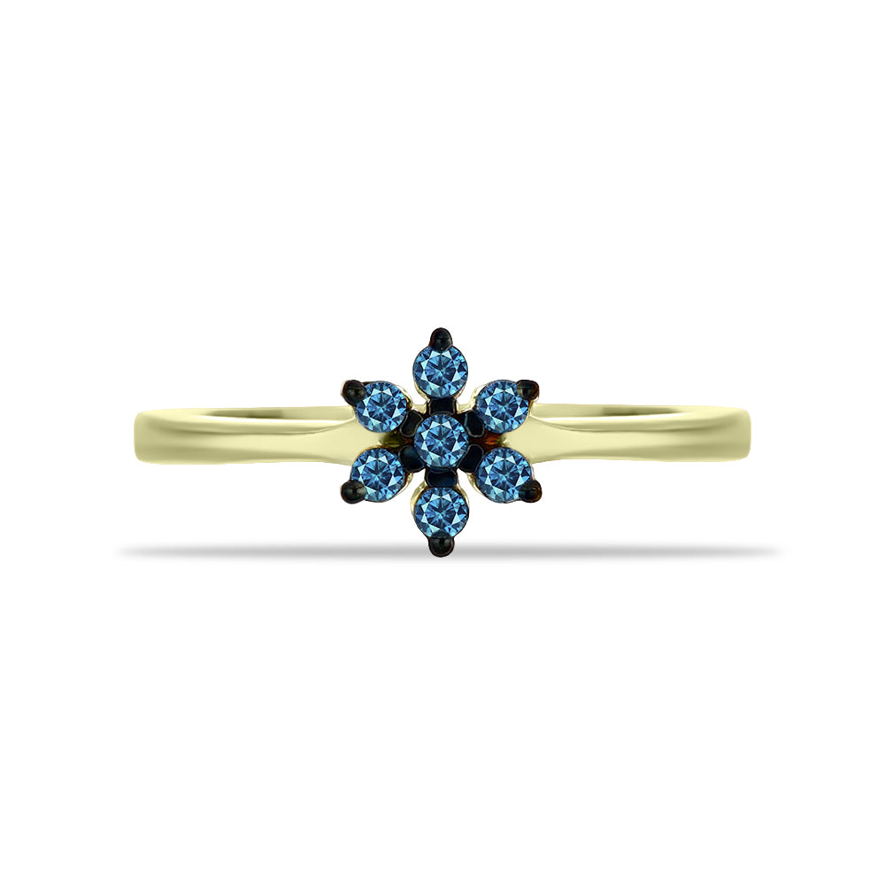 Goldplattierter Silberring mit blauem Diamant 1 