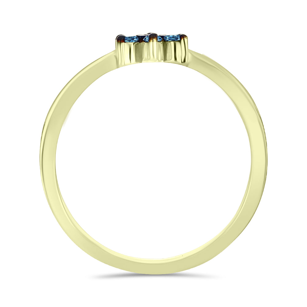 Goldplattierter Silberring mit blauem Diamant 2 