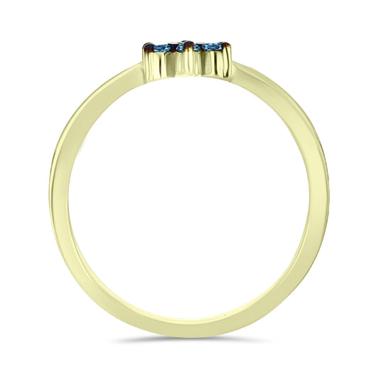 Goldplattierter Silberring mit blauem Diamant