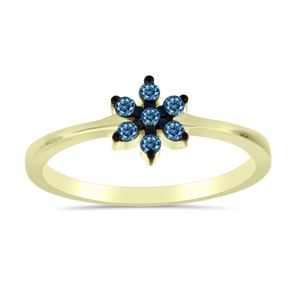 Goldplattierter Silberring mit blauem Diamant