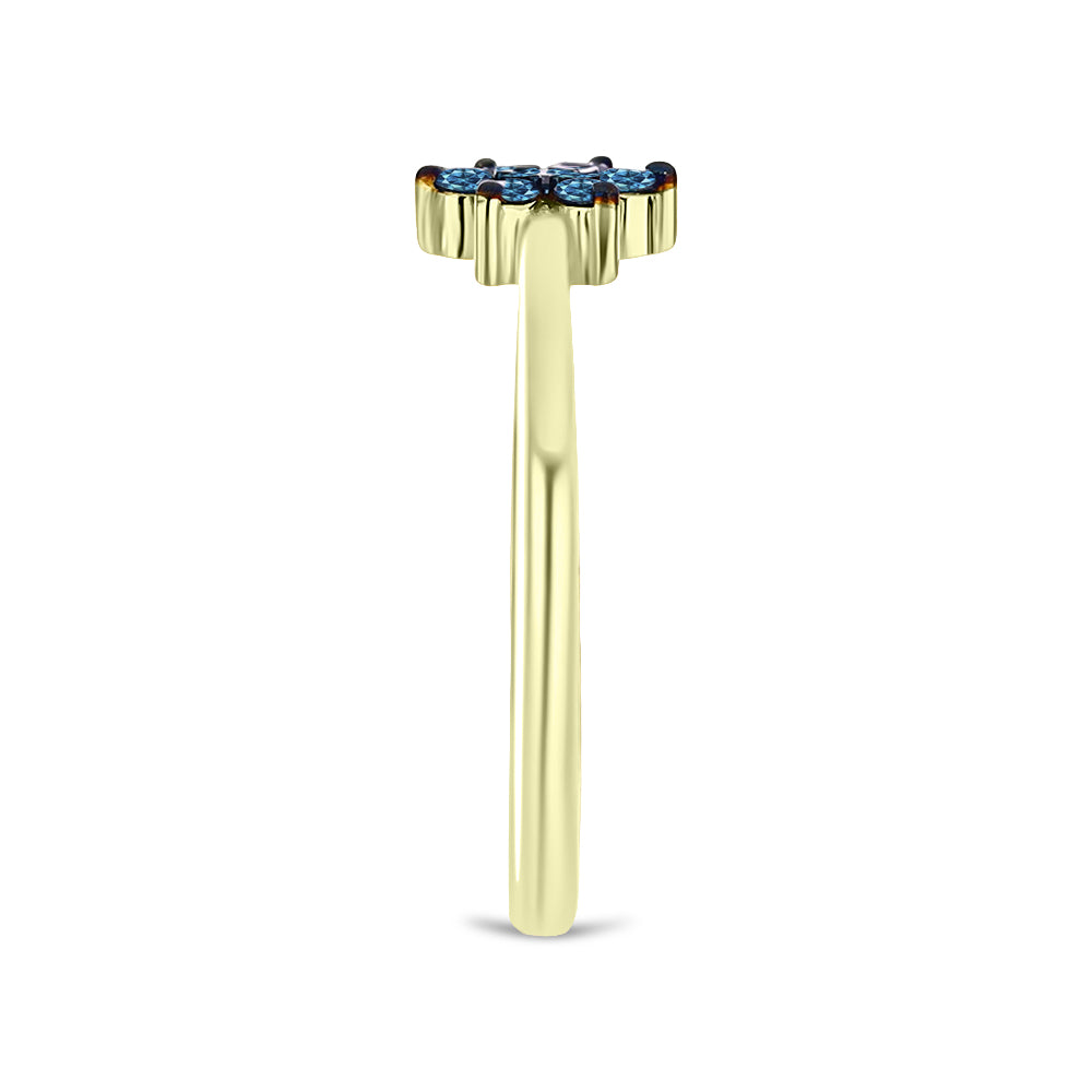 Goldplattierter Silberring mit blauem Diamant 4 