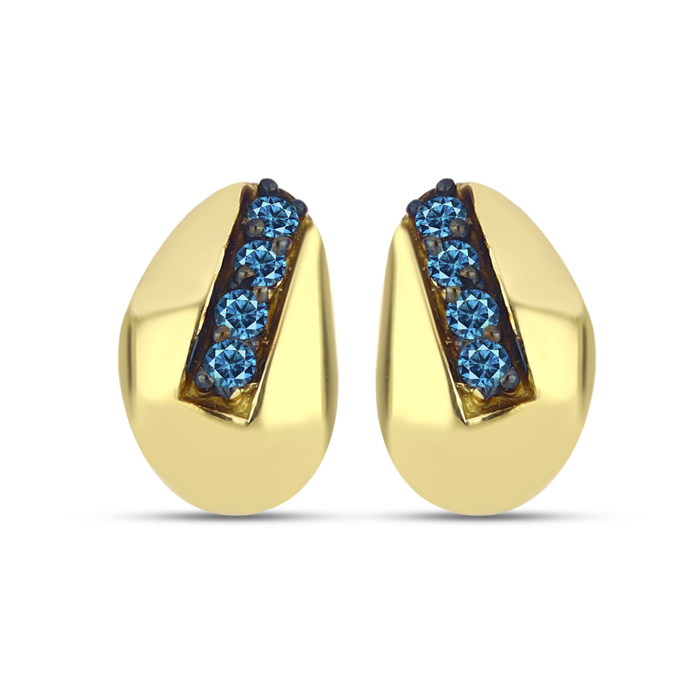 Goldplattierte Silberohrringe mit blauem Diamant